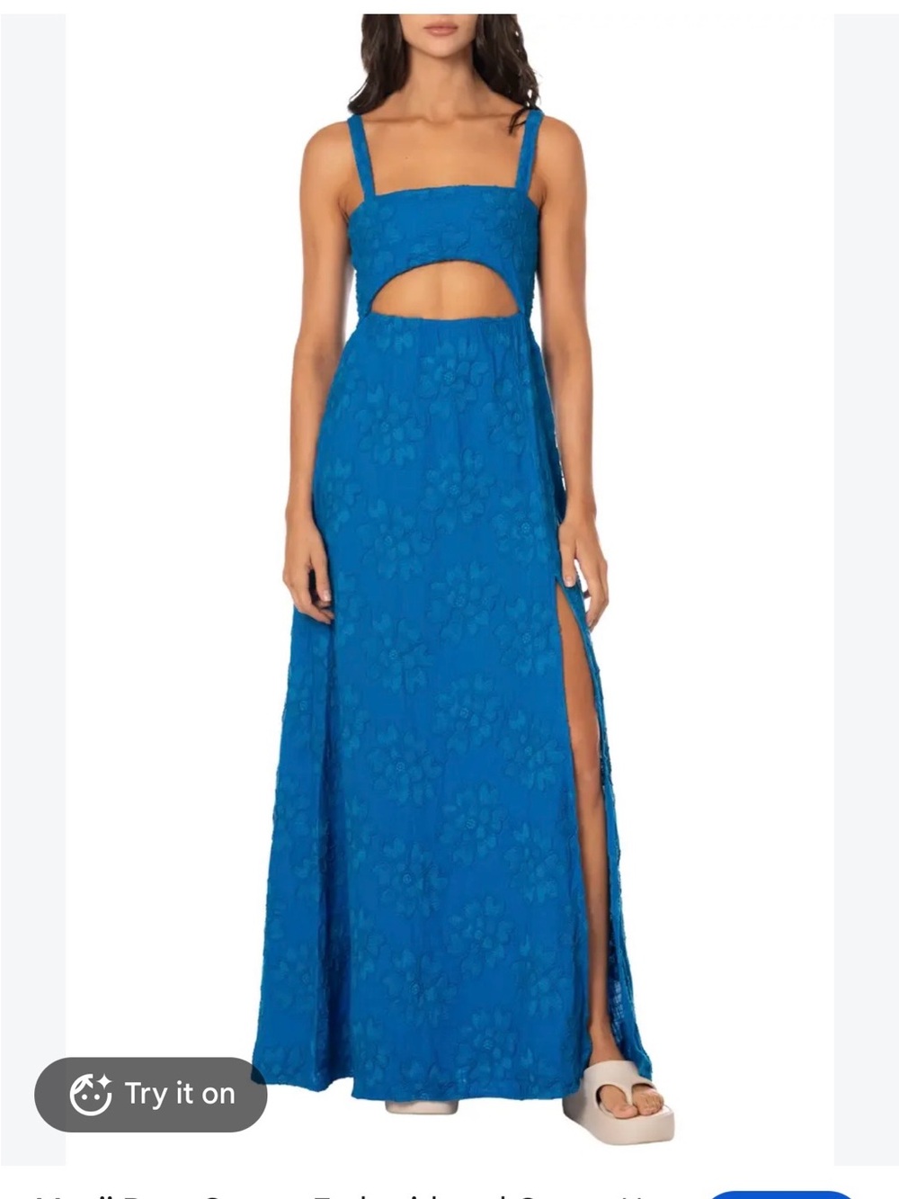 Maaji Electric Blue Floral Cutout Maxi Dress
